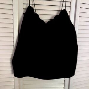 Black Scalloped Cami Top with Spaghetti Straps